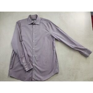 Michael Kors MK Men's Regular Fit Button Up Long Sleeve Purple Shirt 16 32/33